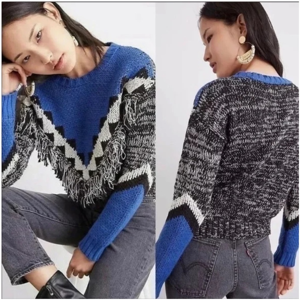 NWT Anthropologie Misha Fringed Sweater